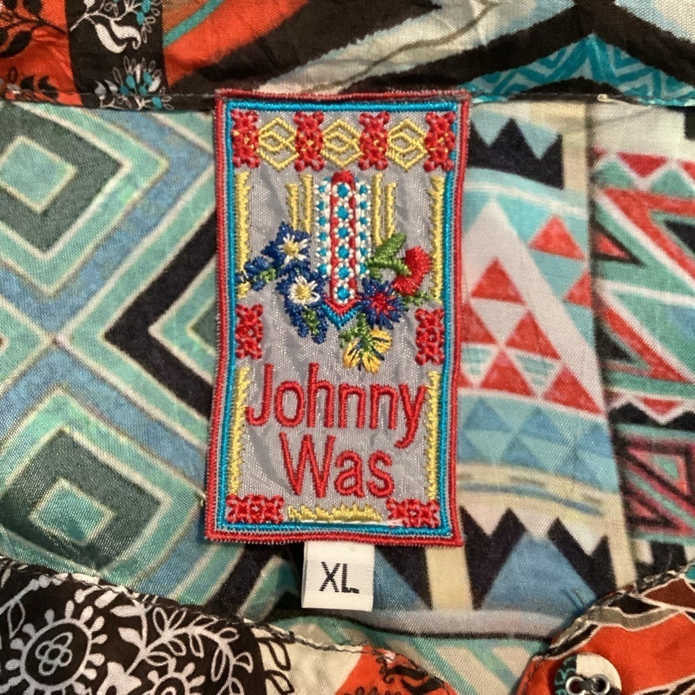 Johnny Was Boho Patchwork Tunic Blouse Multicolor Resort Artsy Size XL - Picture 8 of 9